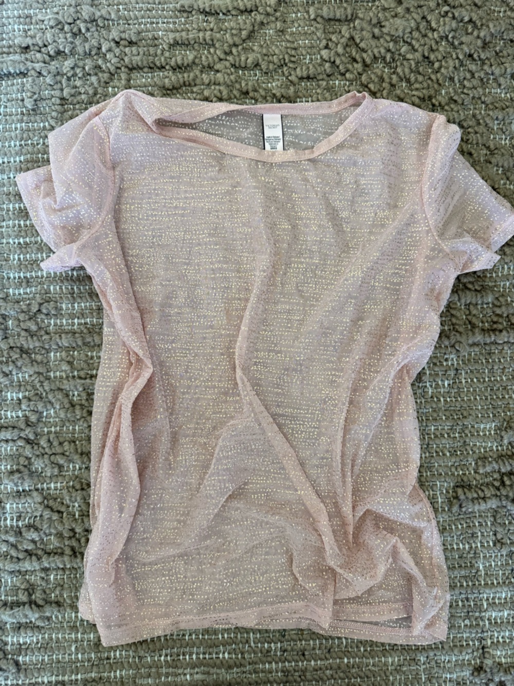 Victoria's Secret Pink Sequin Sheer Short Sleeve Tee